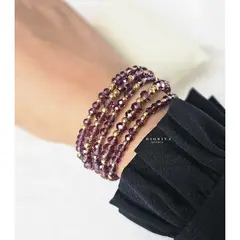 GENERICO - BRAZALETE PULSERA DE PIEDRAS COLOR AMATISTA PARA MUJER