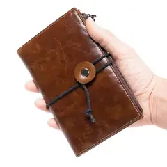 GENERICO - Cartera Billetera de Mano de Cuero Genuino con Cuerda