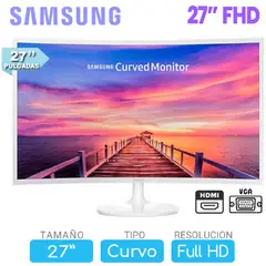 SAMSUNG - Monitor Curvo 27 Pulgadas FHD, HDMI y VGA, 60Hz LC27F391FHNXZA