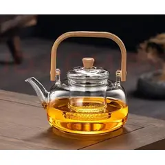 GENERICO - Tetera Vidrio con Infusor y Asa de Bambú 1L.