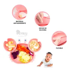 RYBIU IMPORT - Tazon de Comida Practico en Rosado Y+Regalo Stickers