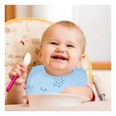 RYBIU IMPORT - Babero con Cierre de Boton para Bebe en Celeste Y+Agendita