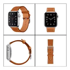 GENERICO - Correa Para Applewatch Y Watch Cuero NCO 42-44-45-49mm Marron