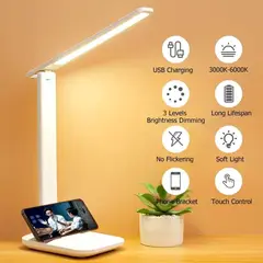 MEGIMPERU - Lámpara de Escritorio LED Regulable con USB y Control Táctil