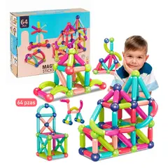 GENERICO - Juego de Bloques Magneticos Sticks 64 pzas