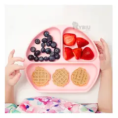 GENERICO - Plato Infantil con Divisiones en Rosado Y+Papel de Regalo