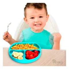 GENERICO - Plato Infantil con Divisiones en Celeste Y+Papel de Regalo