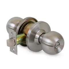 C&A - Cerradura T/Bola C/Botón Satinado p/Dormitorio C/Llave