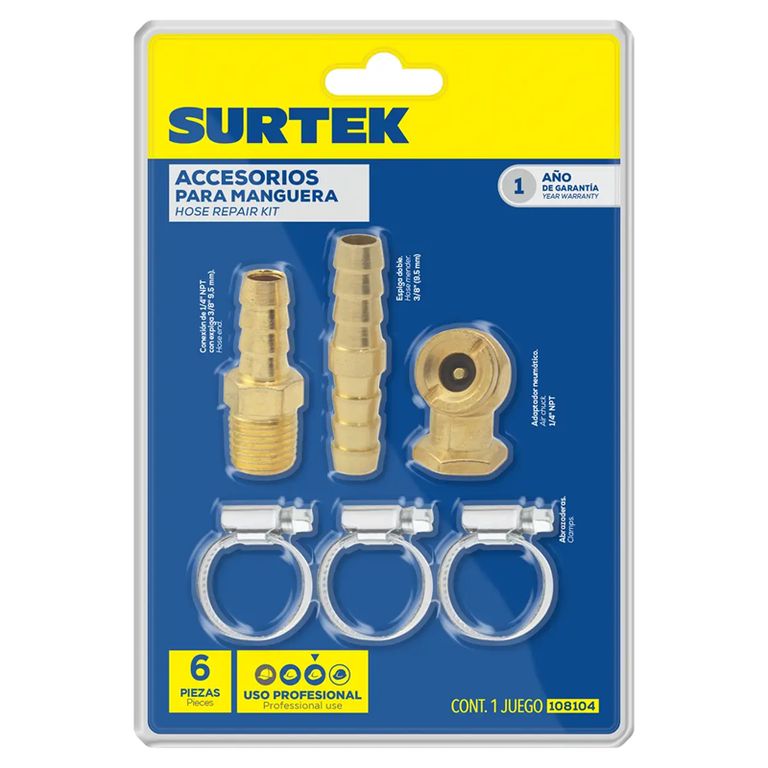 ACCESORIOS PARA MANGUERA, 6 PIEZAS - SURT108104