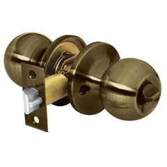 C&A - Cerradura T/Bola C/Botón Bronce p/Dormitorio C/Llave