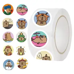 GENERICO - 100 stickers en rollo capibara Modelo 4