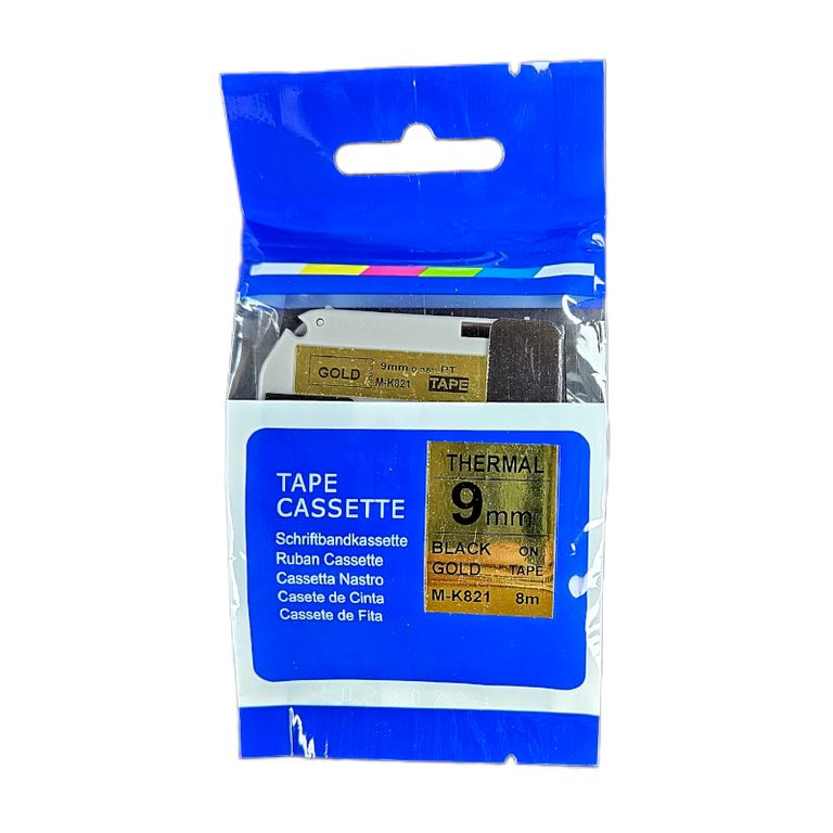 CINTA COMPATIBLE M-K821 NEGRO SOBRE DORADO