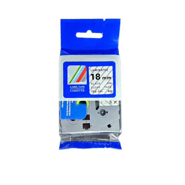 CINTA COMPATIBLE TZ2-141 NEGRO SOBRE TRANSPARENTE
