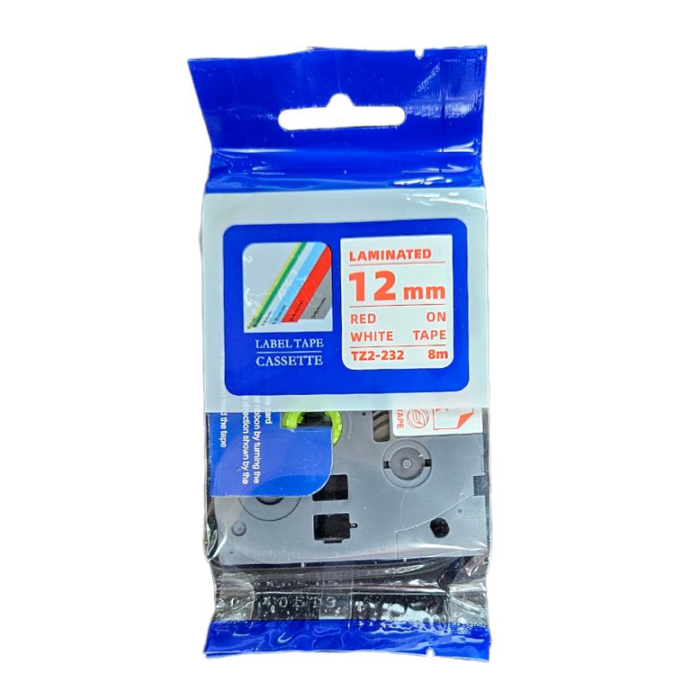 CINTA COMPATIBLE TZ2-232 ROJO SOBRE BLANCO