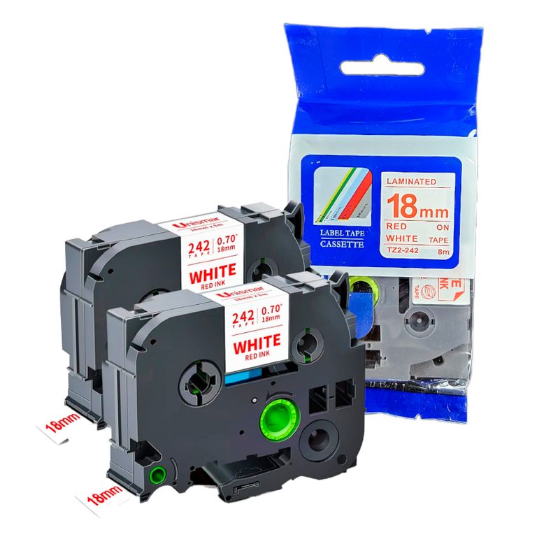 CINTA COMPATIBLE TZ2-242 ROJO SOBRE BLANCO