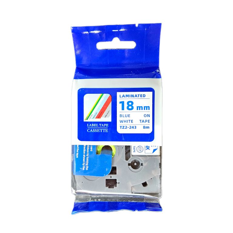 CINTA COMPATIBLE TZ2-243 AZUL SOBRE BLANCO