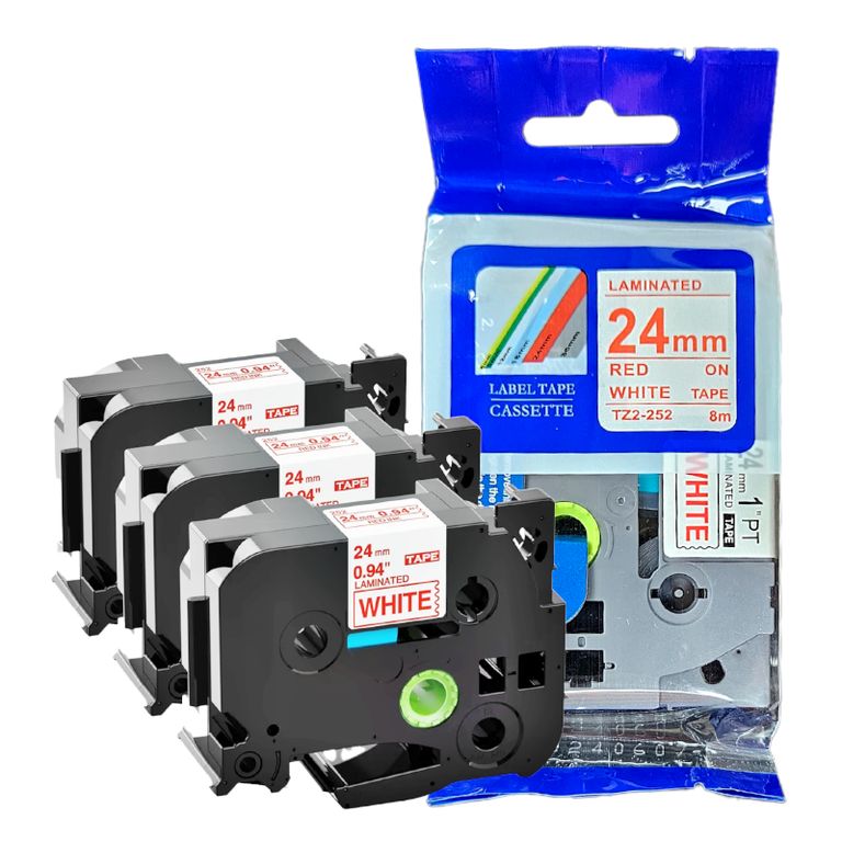 CINTA COMPATIBLE TZ2-252 ROJO SOBRE BLANCO