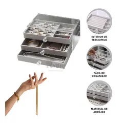 RYBIU IMPORT - Caja Joyero de 3 Decorativo en Plomo Y+Banderitas Adhesivas