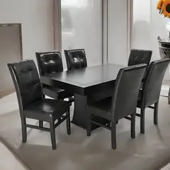 HOGAR & SPACIOS - HYS COMEDOR 6 SILLAS FADDEI NEGRO