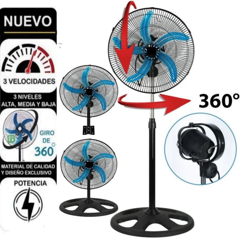 PACK Ventilador 3 en 1 con control 18" de 5 aspas orbital 360º