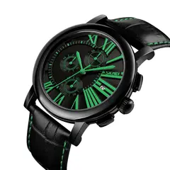 SKMEI - Reloj 9196 Negro con detalles Verdes Cronografo