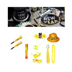 GENERICO - Cotillón Año Nuevo para 2 Adultos, incl 11 pzas Mod F