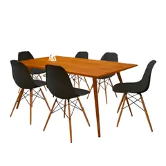 HOGAR & SPACIOS - HYS COMEDOR 6 SILLAS ANDREINA VINTAGE NEGRO