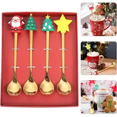 GENERICO - Mini Cubiertos con Diseño Navideño set x4