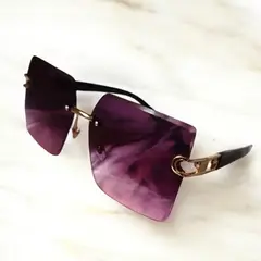 GENERICO - Gafas de Sol Biselada Cuadrada Espejado Mujer PL3950 Morado
