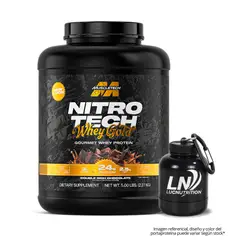 MUSCLETECH - Nitrotech 100 % Whey Gold 5 LB Proteina - Double Rich Chocolate + Portaproteina