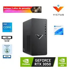 HP - Desktop 15L Gaming Victus, Core i5-13400F, 8GB, SSD 512GB, RTX 3050 8GB.