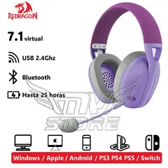 REDRAGON - Audífonos Ire Pro Wireless Purple H848 Color Purpura