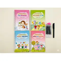 GENERICO - Magic Copybook™ - Set de 4 Libros Magicos de Escritura Reutilizable