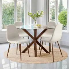 HOGAR & SPACIOS - HYS COMEDOR 4 SILLAS STHEF BEIGE