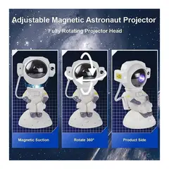 GENERICO - Lampara de proyeccion galaxia con parlante en diseño de astronauta