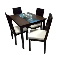 HOGAR & SPACIOS - HYS COMEDOR 4 SILLAS HEE MARRON OSCURO