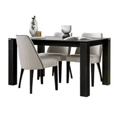 HOGAR & SPACIOS - HYS COMEDOR 4 SILLAS DARK BEIGE