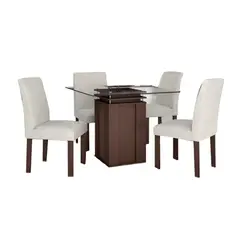 HOGAR & SPACIOS - HYS COMEDOR 4 SILLAS CHAMPAGNE BEIGE