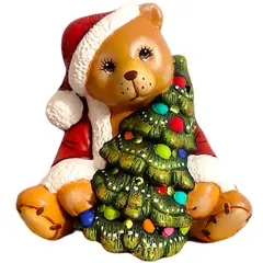 GENERICO - Adorno Navideño Navidad Osito de Cerámica y luces led - Present