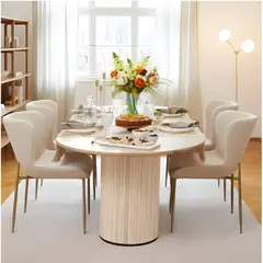 HOGAR & SPACIOS - HYS COMEDOR 4 SILLAS ADELE BEIGE