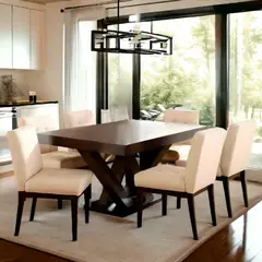 HOGAR & SPACIOS - HYS COMEDOR 6 SILLAS CATALINA MARRON OSCURO