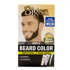 BIGEN - Tinte para barba y Bigote en crema Mens Beard Color 104 Castaño Oscuro Medio