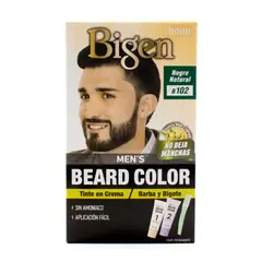 BIGEN - Tinte para barba y bigote en crema Mens Beard Color 102 Negro Natural