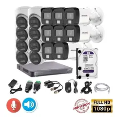HIKVISION - Kit 16 Cámaras Seguridad Tubo FULLHD + 2TB + AUDIO 2 VIAS