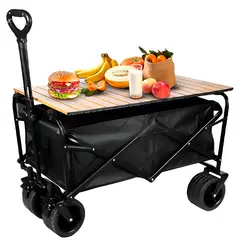 GENERICO - Carrito plegable compras y camping con tabla 90 x 57 (73-96) cm