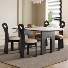 GENERICO - Juego de Comedor Latti 6 Sillas - Marrón y Beige