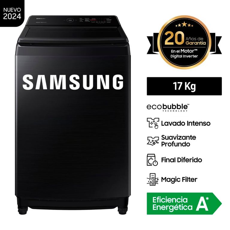Lavadora 17KG EcoBubble WA17CG6441BVPE Negra