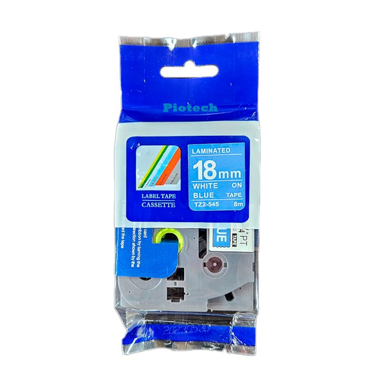 CINTA COMPATIBLE TZ2-545 TEXTO BLANCO SOBRE AZUL
