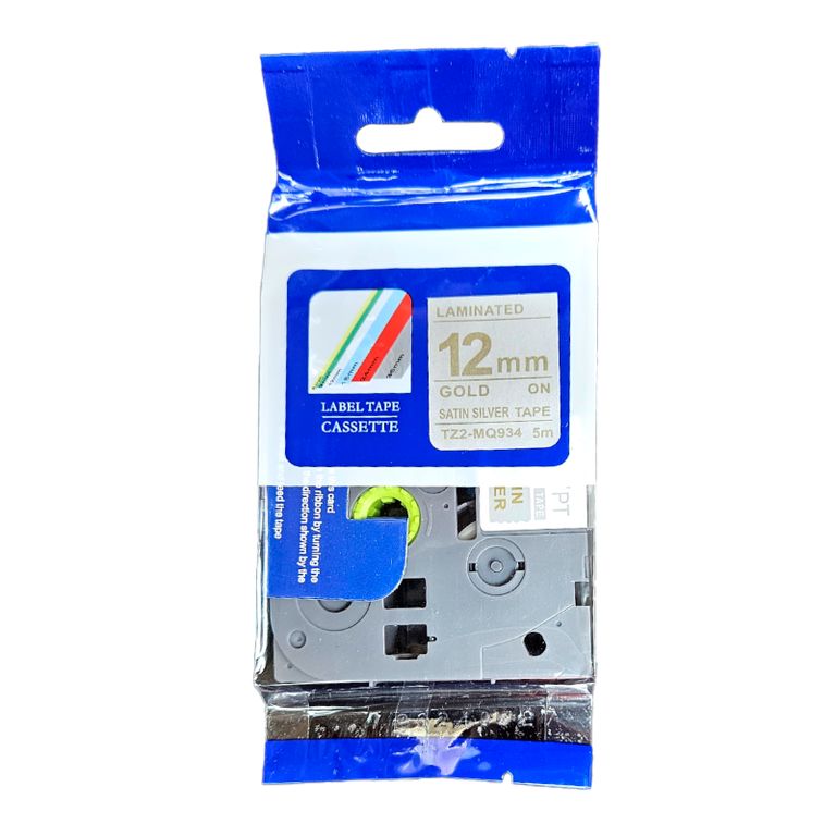 CINTA COMPATIBLE TZ2-MQ934 LETRA DORADA SOBRE PLATA SATANICO