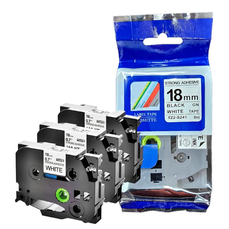 CINTA COMPATIBLE TZ2-S241 LETRA NEGRO SOBRE FONDO BLANCO